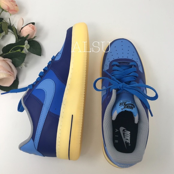 Nike Custom Air Force 1’07 Leather Blue Yellow W - Picture 6 of 8